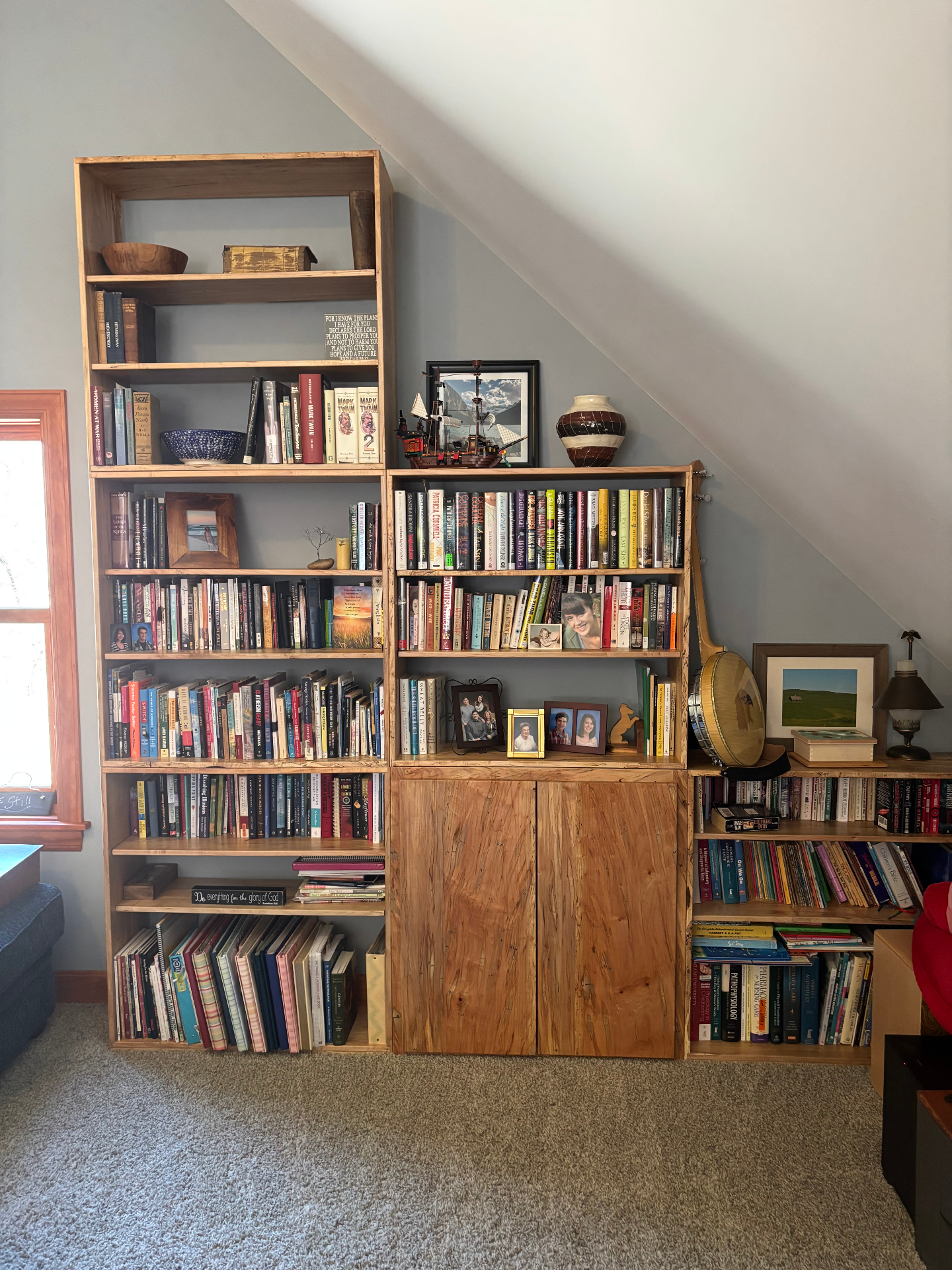Spalted Maple Bookshelf Wall Unit
