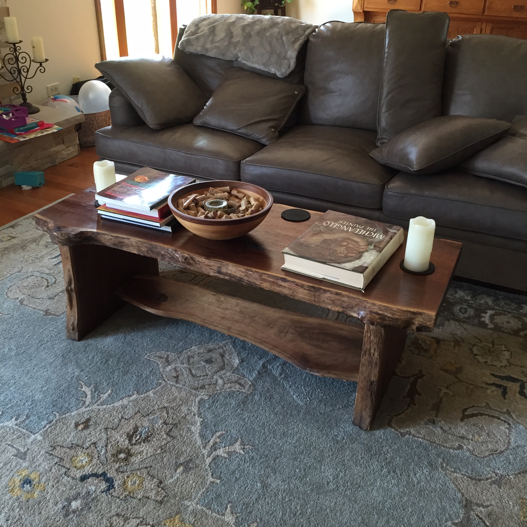 Rustic Live-Edge Slab Coffee Table