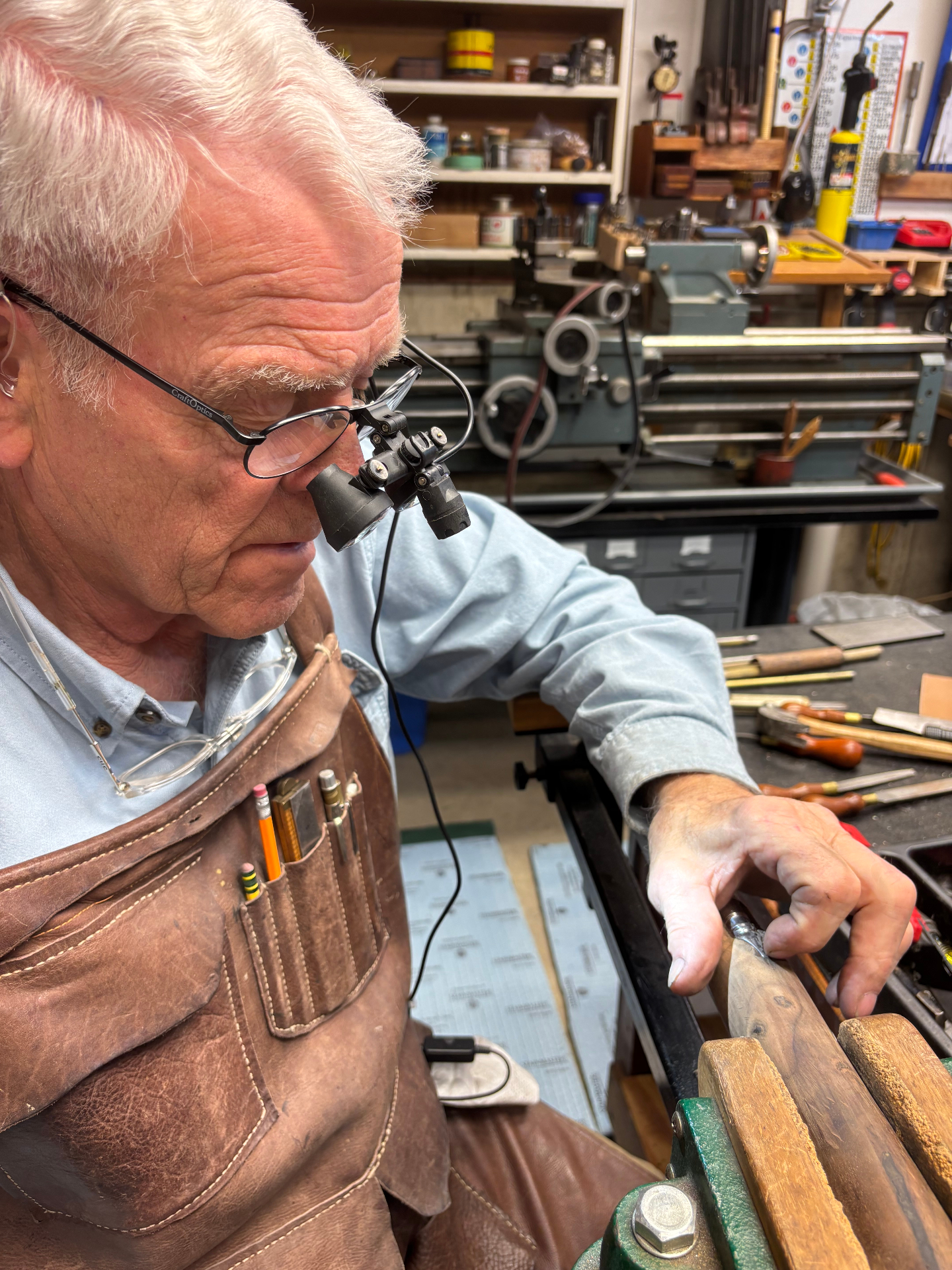 Precision detail work with magnifying loupes